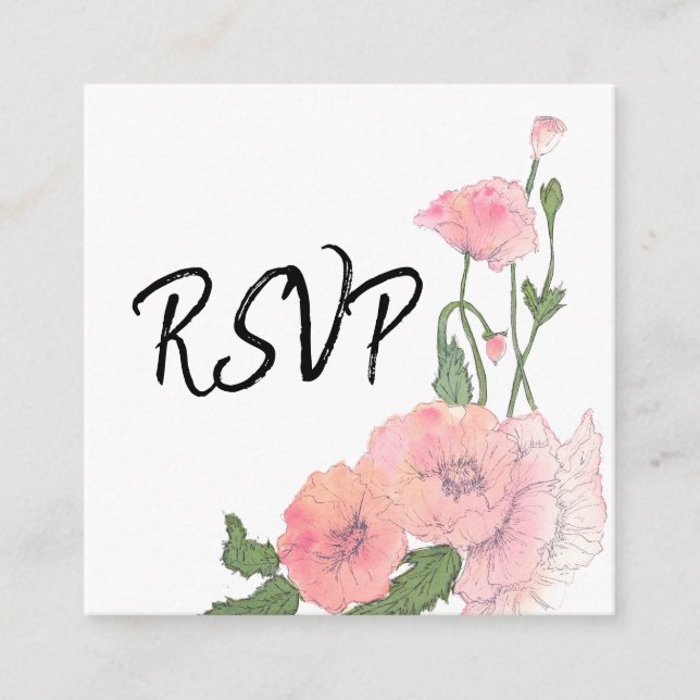 Carte D'accompagnement Boîtier RSVP - Script manuscrit / Floral rose (Devant)