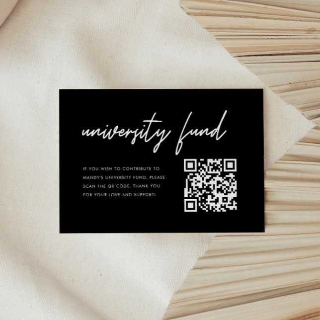 Carte D'accompagnement Bold Black University Fund QR Code Graduation (Créateur téléchargé)