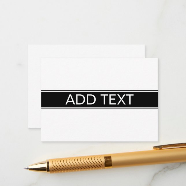 Carte D'accompagnement Bold Black & White Stripe Editable Text (Devant/Arrière en situation)