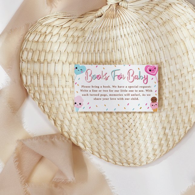 Carte D'accompagnement Bonbons Sucrés Saupoudrer Livres À Soupe Pour Baby (Sweet Candy Sprinkles Donut Books For Baby Shower Enclosure Card)