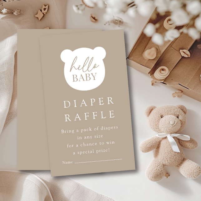 Carte D'accompagnement Bonjour Bébé Bear Diaper Raffle (Créateur téléchargé)
