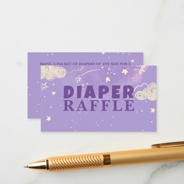 Carte D'accompagnement Bonjour Bébé Purple Dream Déchets Baby shower Raff (Devant/Arrière en situation)