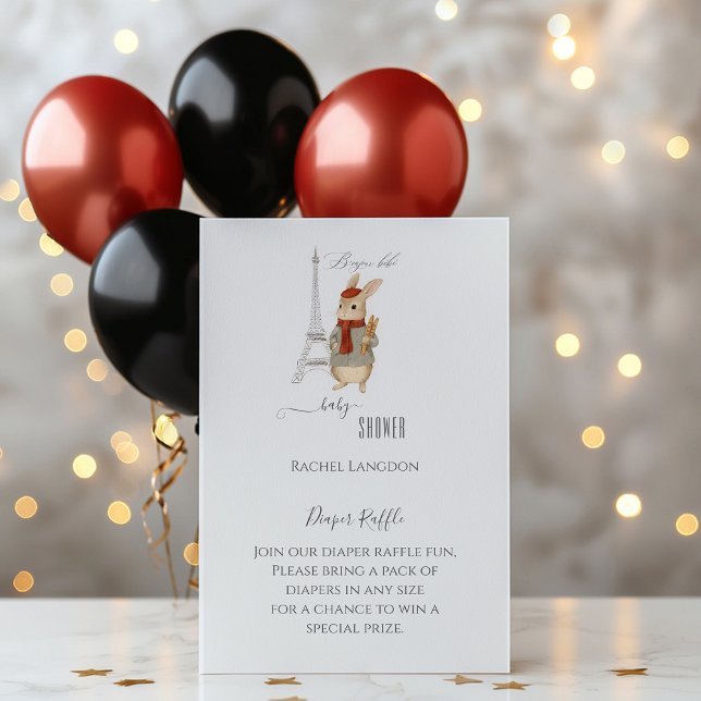 Carte D'accompagnement Bonjour Bebe Rabbit Baby shower Diaper Raffle (Créateur téléchargé)