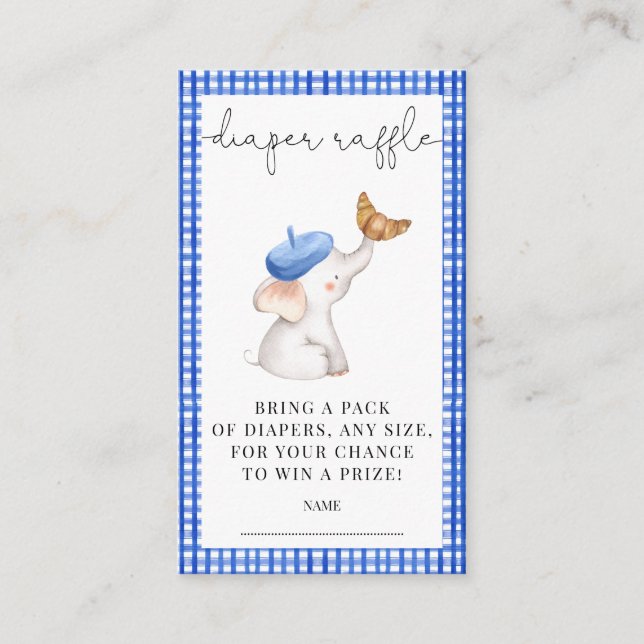 Carte D'accompagnement Bonjour Français En vichy Blue Diaper Raffle (Devant)