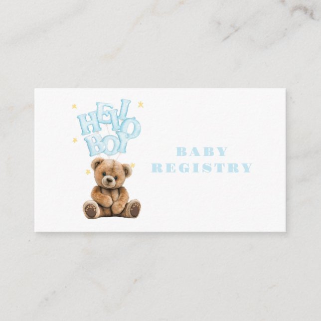 Carte D'accompagnement Bonjour Garçon Balloon Teddy Bear Garçon Registre  (Devant)