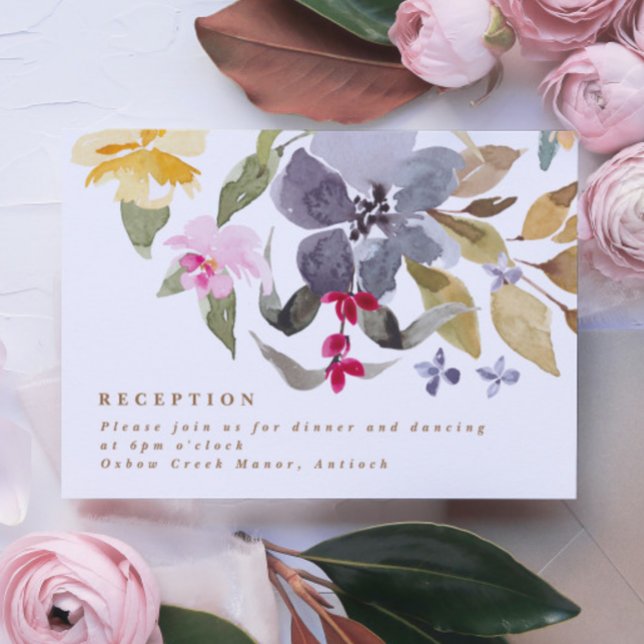 Carte D'accompagnement Bonne aquarelle Florales Réception de mariage (Créateur téléchargé)