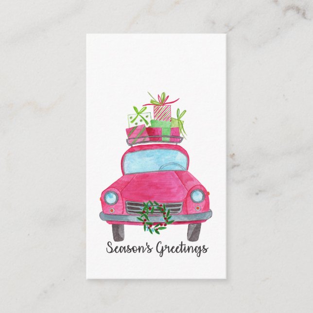 Carte D'accompagnement Bonnes Fêtes Classic Voiture Aquarelle (Devant)