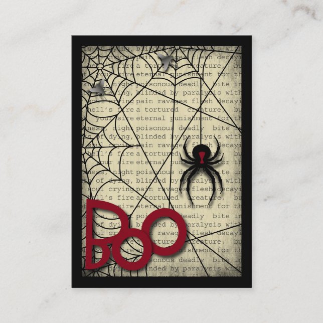 Carte D'accompagnement Boo Black Widow Spider & Texte Déplaisant pour Hal (Devant)