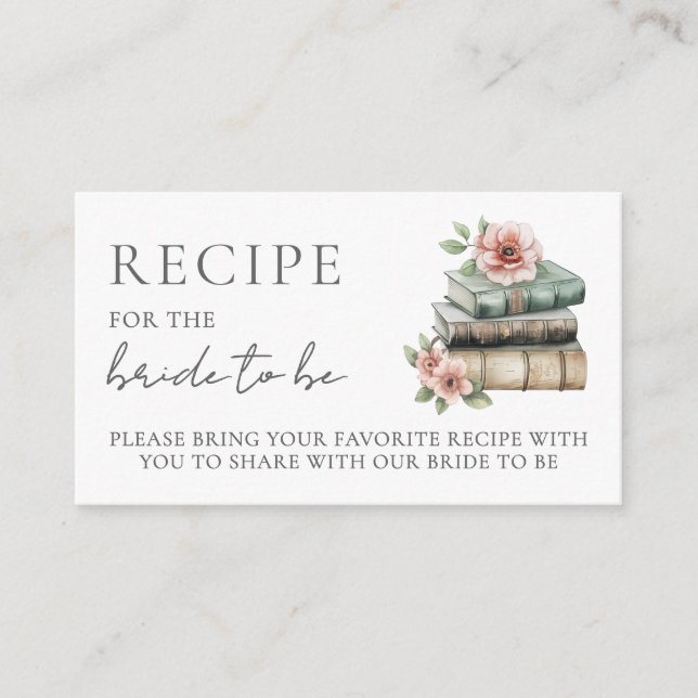 Carte D'accompagnement Book Bridal Shower Recipe Request (Devant)