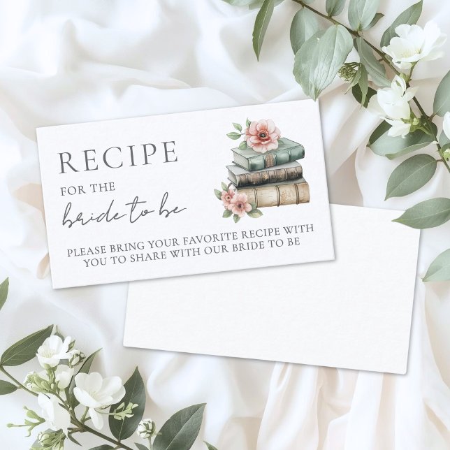 Carte D'accompagnement Book Bridal Shower Recipe Request (Book Bridal Shower Recipe Request Enclosure Card)