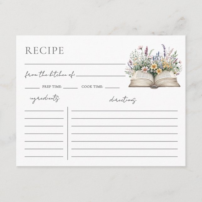 Carte D'accompagnement Book Bridal Shower Recipe Request Card