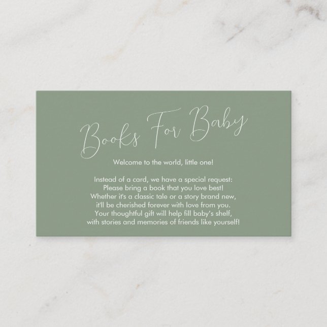 Carte D'accompagnement Book Request Baby Shower Sage Green (Devant)
