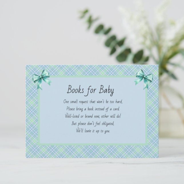 Carte D'accompagnement Books for Baby Blue and Green Plaid (Debout devant)