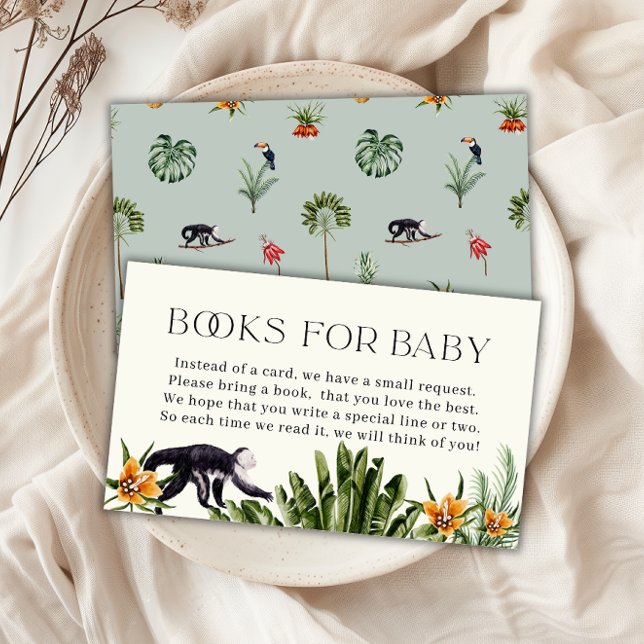 Carte D'accompagnement Books for Baby shower Tropical Jungle Boy (Tropical Jungle Boy Books for Baby Shower Enclosure Card)
