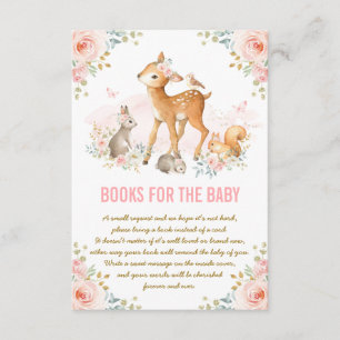 Carte D'accompagnement Books Pink Floral Woodland Deer Bunny pour bébé