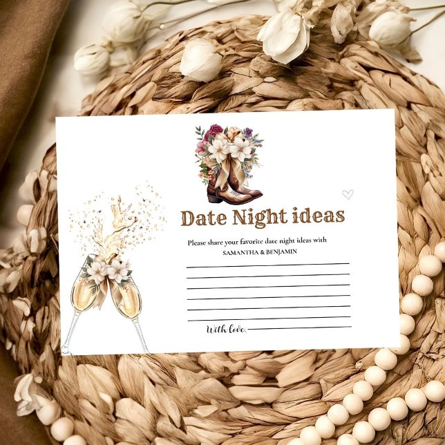 Carte D'accompagnement Boots et Bubbly Date Night Ideas Fête des mariées (Créateur téléchargé)