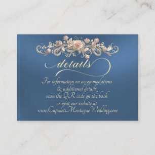 Carte D'accompagnement Bordure d'arc de rose, code QR - Bleu