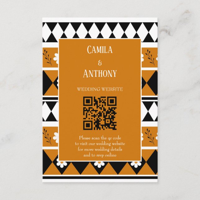 Carte D'accompagnement Bordure Fleur Diamant Boho Motif Floral (Devant)