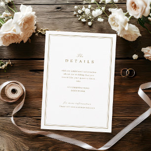 Carte D'accompagnement Bordures élégantes or détails de mariage minimalis