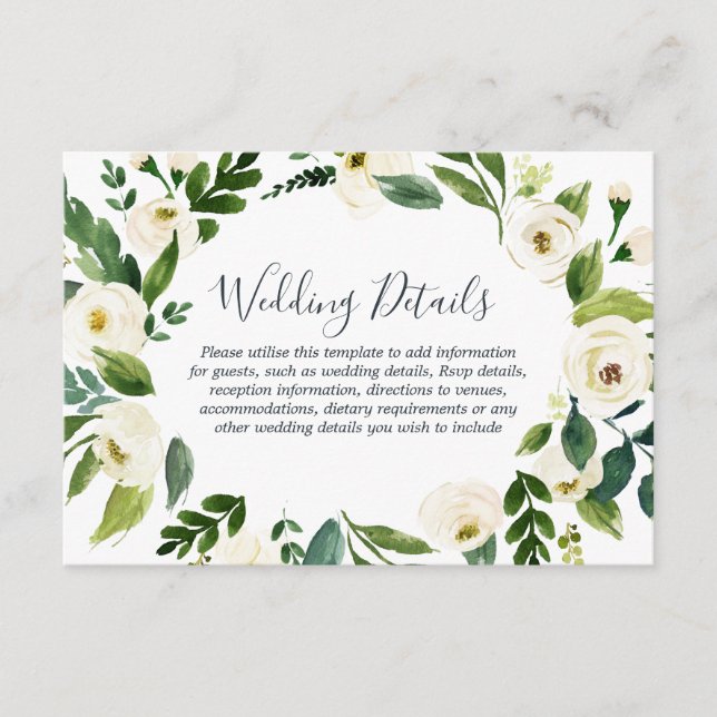 Carte D'accompagnement Botanique Elegant Wreath Garden Détails de mariage (Devant)