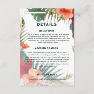 Carte D'accompagnement Botanique Exotique Destination Détails du mariage