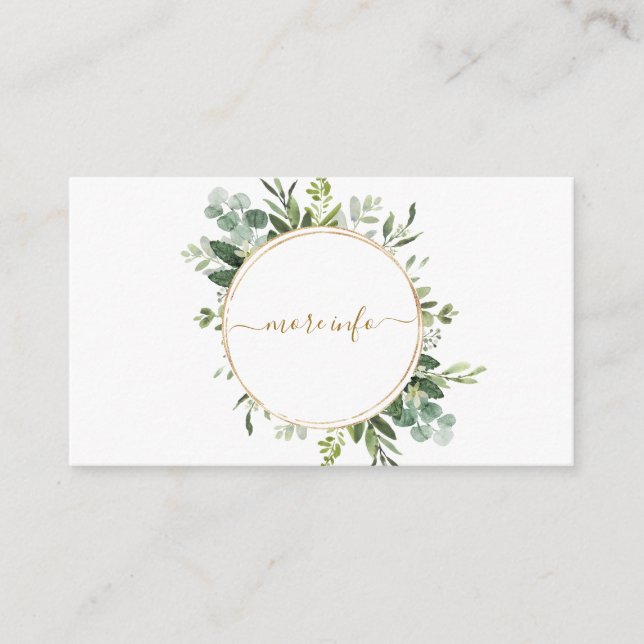 Carte D'accompagnement Botanique Gold Green Wreath Mariage Plus d'infos (Devant)