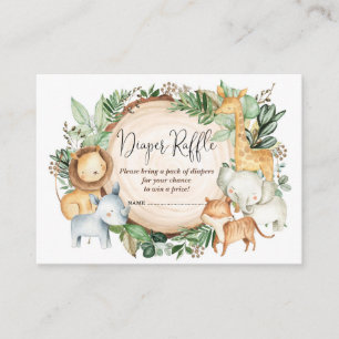 Carte D'accompagnement Botanique Jungle Animaux Baby Boy Déchets Raffle