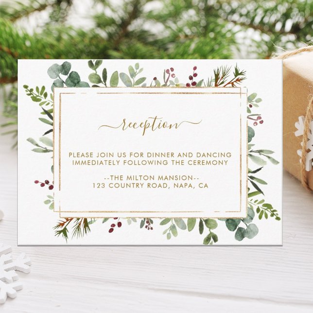 Carte D'accompagnement Botanique Verdure Noël Mariage Réception (Créateur téléchargé)
