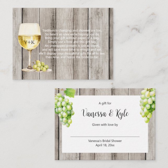 Carte D'accompagnement Botte de vin rustique affiche étiquette de douche  (Devant / Derrière)