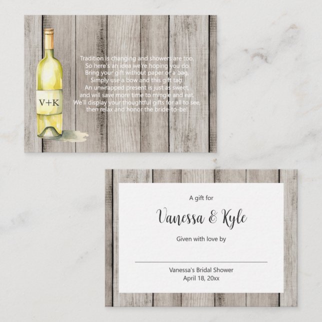 Carte D'accompagnement Botte de vin rustique affiche étiquette de douche  (Devant / Derrière)