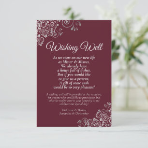 Carte D'accompagnement Boucles d'argent sur la Bourgogne Mariage Wishing 