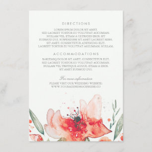 Carte D'accompagnement Bouquet de fleurs d'aquarelle Détails du Mariage