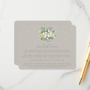 Carte D'accompagnement Bouquet de mariage Greige Snowberry + Eucalyptus