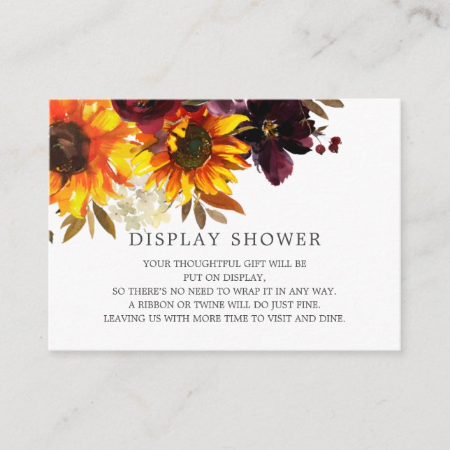 Carte D'accompagnement Bouquet de tournesol d'automne Douche à affichage  (Devant)
