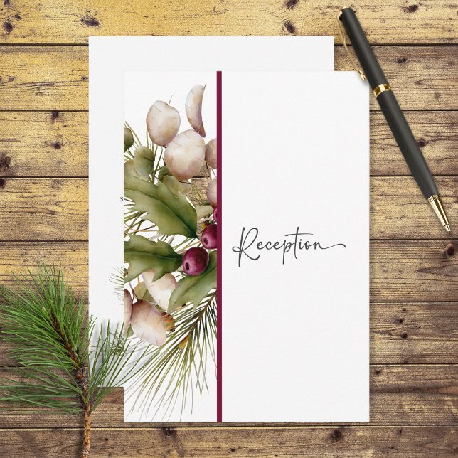 Carte D'accompagnement Bouquet d'hiver de pin rustique Réception de maria (Créateur téléchargé)