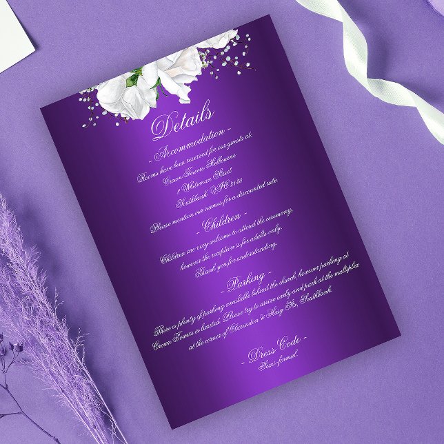 Carte D'accompagnement Bouquet nuptial blanc Mariage pourpre (Créateur téléchargé)