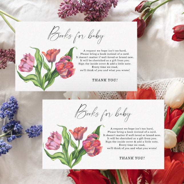 Carte D'accompagnement Bouquet rouge fleurs livres élégants pour bébé (Créateur téléchargé)