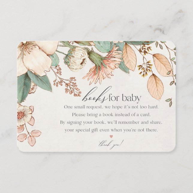 Carte D'accompagnement bouquins fleuris pour bébé insérer (Devant)