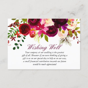 Carte D'accompagnement Bourgogne Mariage Floral Wishing well