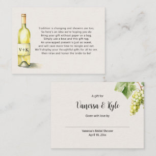 Carte D'accompagnement Bouteille blanche affiche bracelet douche nuptiale