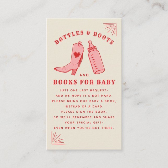 Carte D'accompagnement Bouteilles & Bottes Baby shower de la fille Demand (Devant)