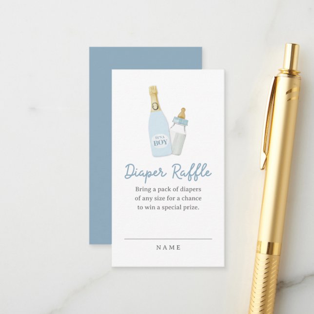 Carte D'accompagnement Bouteilles Poppin Bouteille Baby shower Bleu Barre (Devant/Arrière en situation)