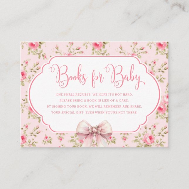 Carte D'accompagnement Bow Baby shower Livres pour boîtier bébé (Devant)