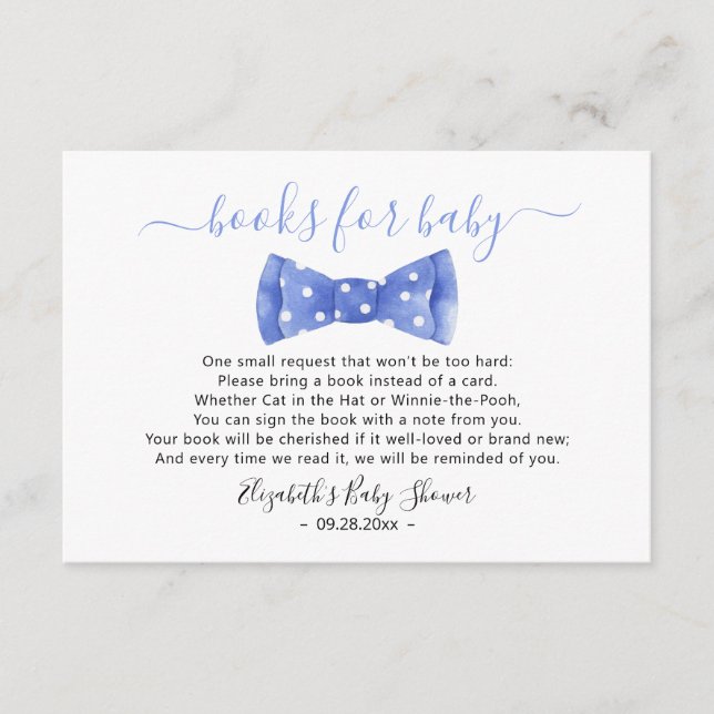 Carte D'accompagnement Bow cravates Books for baby Baby shower (Devant)