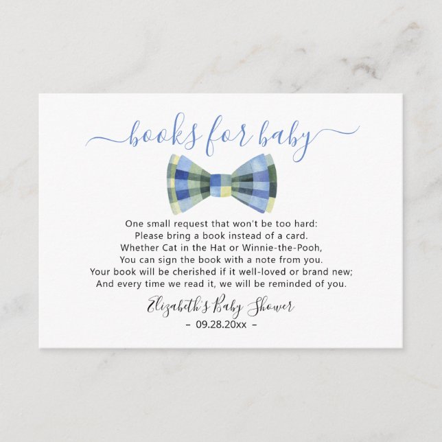 Carte D'accompagnement Bow cravates Books for baby Baby shower (Devant)