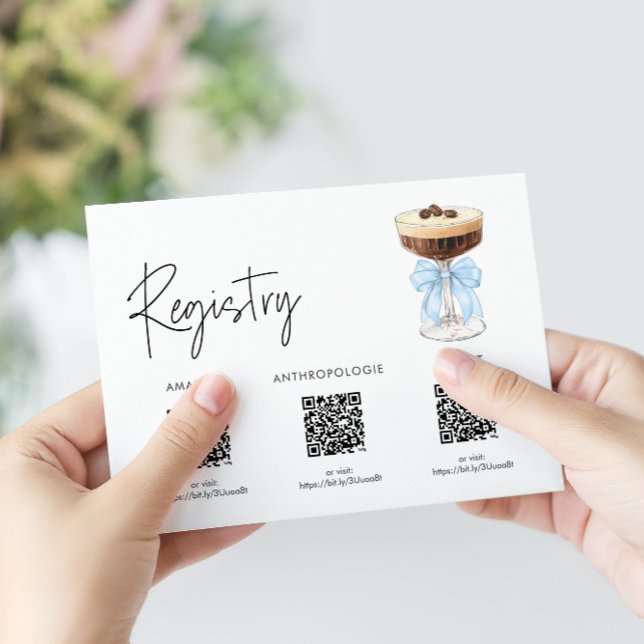 Carte D'accompagnement Bow Espresso Martini Fête des mariées - Registre (Bow Espresso Martini Bridal Shower - Registry Enclosure Card)