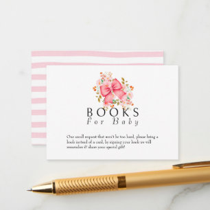 Carte D'accompagnement Bow rose baby shower d'aquarelle florale