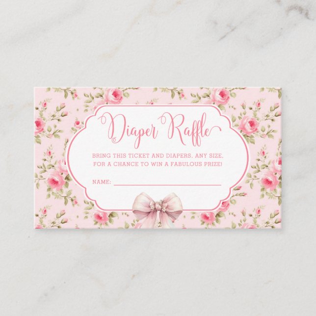Carte D'accompagnement Bow rose Baby shower de la couche Refle Enceinte (Devant)