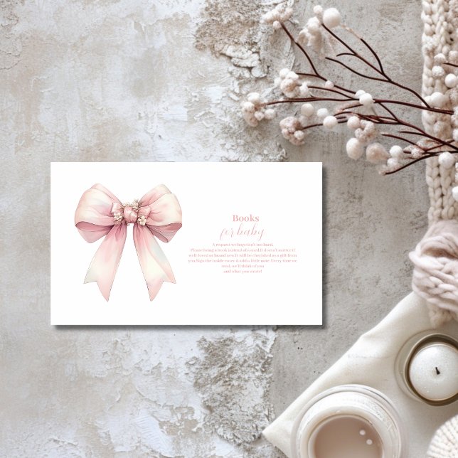 Carte D'accompagnement Bow rose Girl Baby shower Livres pour bébé (Créateur téléchargé)