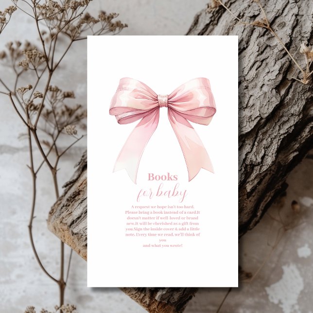 Carte D'accompagnement Bow rose Girl Baby shower Livres pour bébé (Créateur téléchargé)